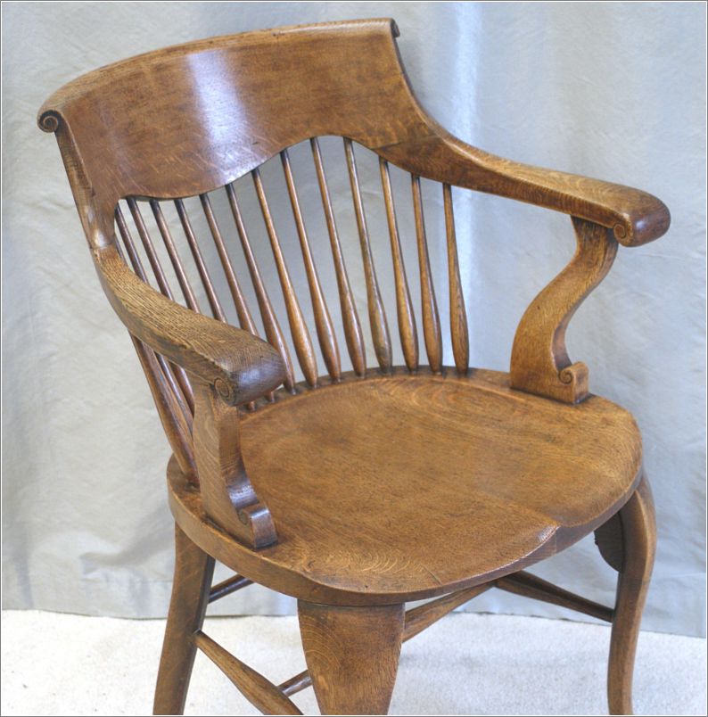 9055 Antique Oak Desk Chair by Shoolbred London (4)
